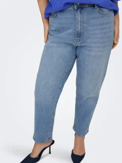 CAREMILYSTRETCH Cintura alta Corte straight Largo hasta los tobillos Vaqueros