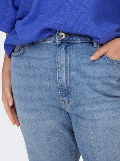 CAREMILYSTRETCH Cintura alta Corte straight Largo hasta los tobillos Vaqueros