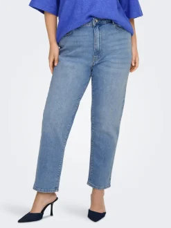 CAREMILYSTRETCH Cintura alta Corte straight Largo hasta los tobillos Vaqueros
