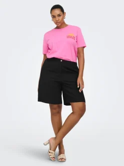 CARGOA Corte loose Lino Shorts de vestir