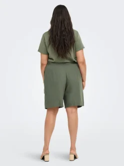 CARGOA Corte loose Lino Shorts de vestir