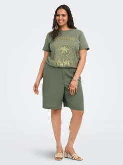 CARGOA Corte loose Lino Shorts de vestir