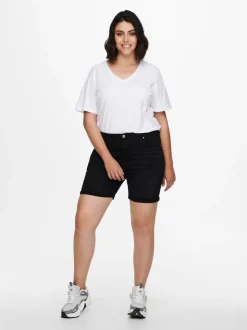 CARLAOLA Cintura alta Corte skinny Shorts vaqueros