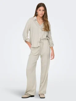 JDYCAYA Corte wide leg Lino Pantalones