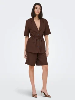 JDYNAOMI Cintura media Corte loose Lino Bermudas