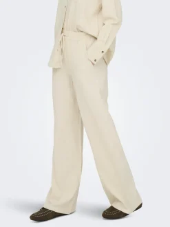 JDYSAY Corte loose Lino Pantalones de pernera ancha