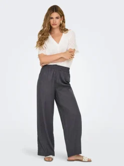 ONLBRUXELLES Corte straight Lino Pantalones