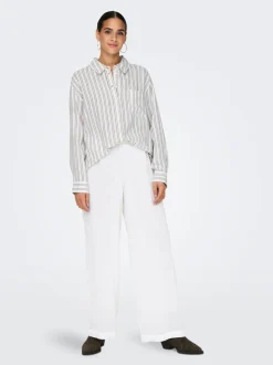 ONLBRUXELLES Corte straight Lino Pantalones