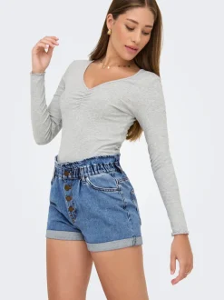 ONLCUBA Cintura alta Corte relaxed Shorts vaqueros