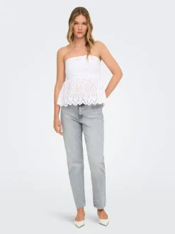 ONLEMILY Ankel Cintura alta Corte straight Vaqueros
