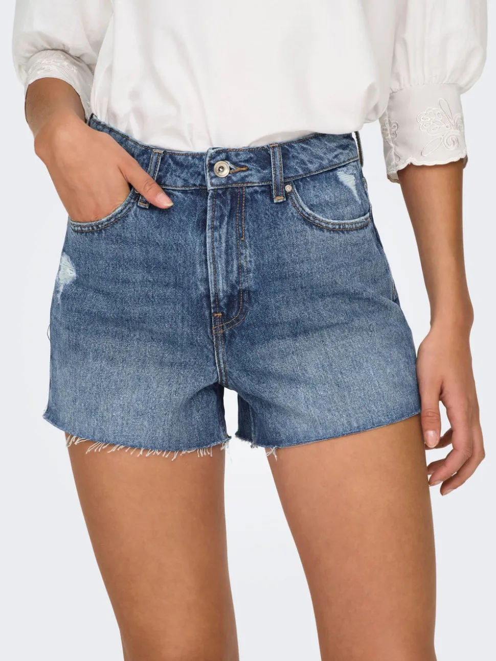 -ONLGABI Cintura alta Corte regular Shorts vaqueros