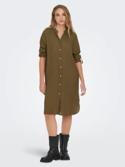 ONLTOKYO Lino Vestido midi