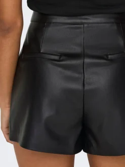 ONLTRICIA Cintura media Corte baggy Shorts de cuero sintético