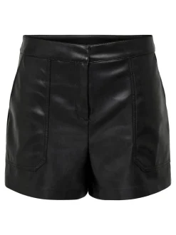 ONLTRICIA Cintura media Corte baggy Shorts de cuero sintético
