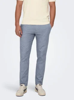 ONSMARK Corte tapered Lino Pantalones chinos
